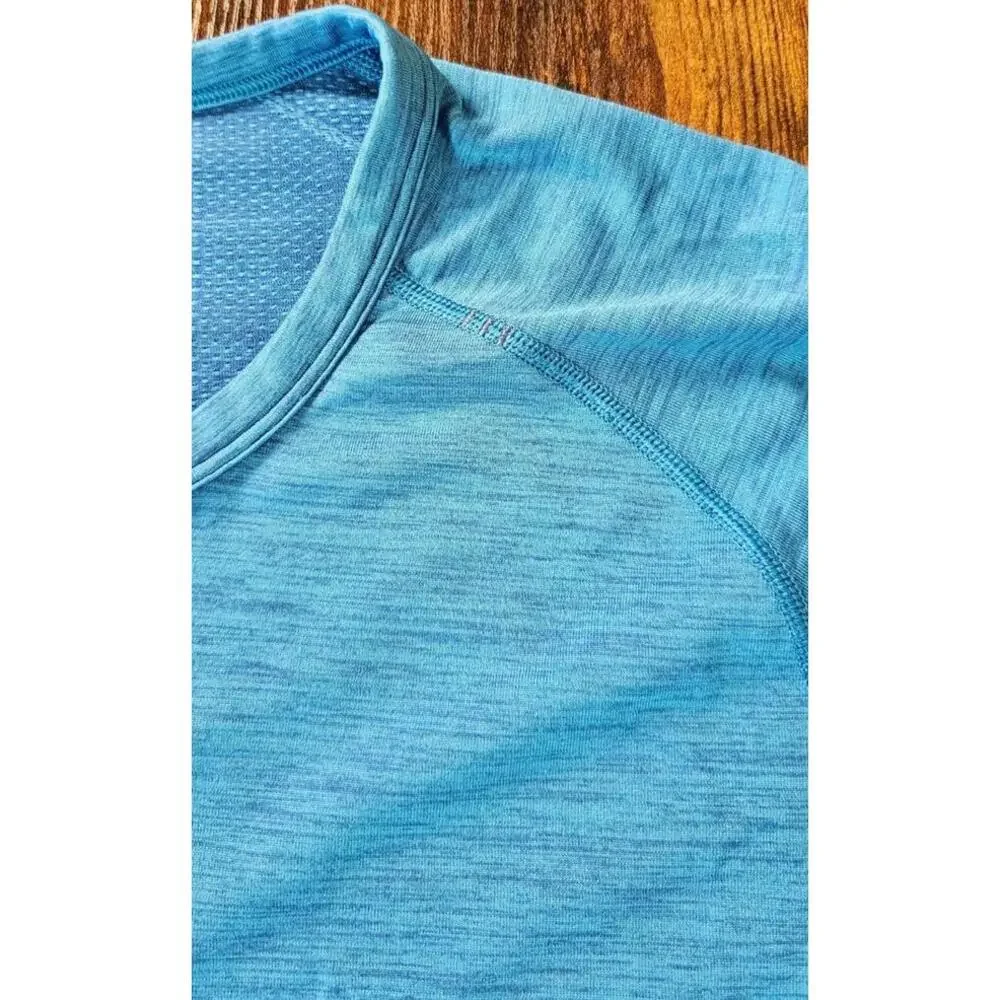 Lululemon Mens Quarter Button Up Long Sleeve Pullover Blue‎ Heathered Size Large